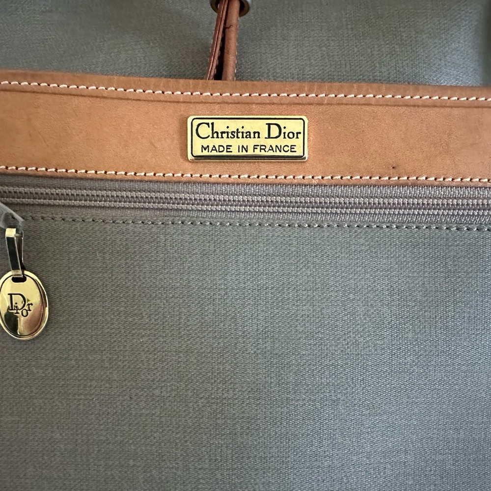 Dior Taupe Canvas Tote with Tan Leather Trim and Pouch - Picture 8 of 10